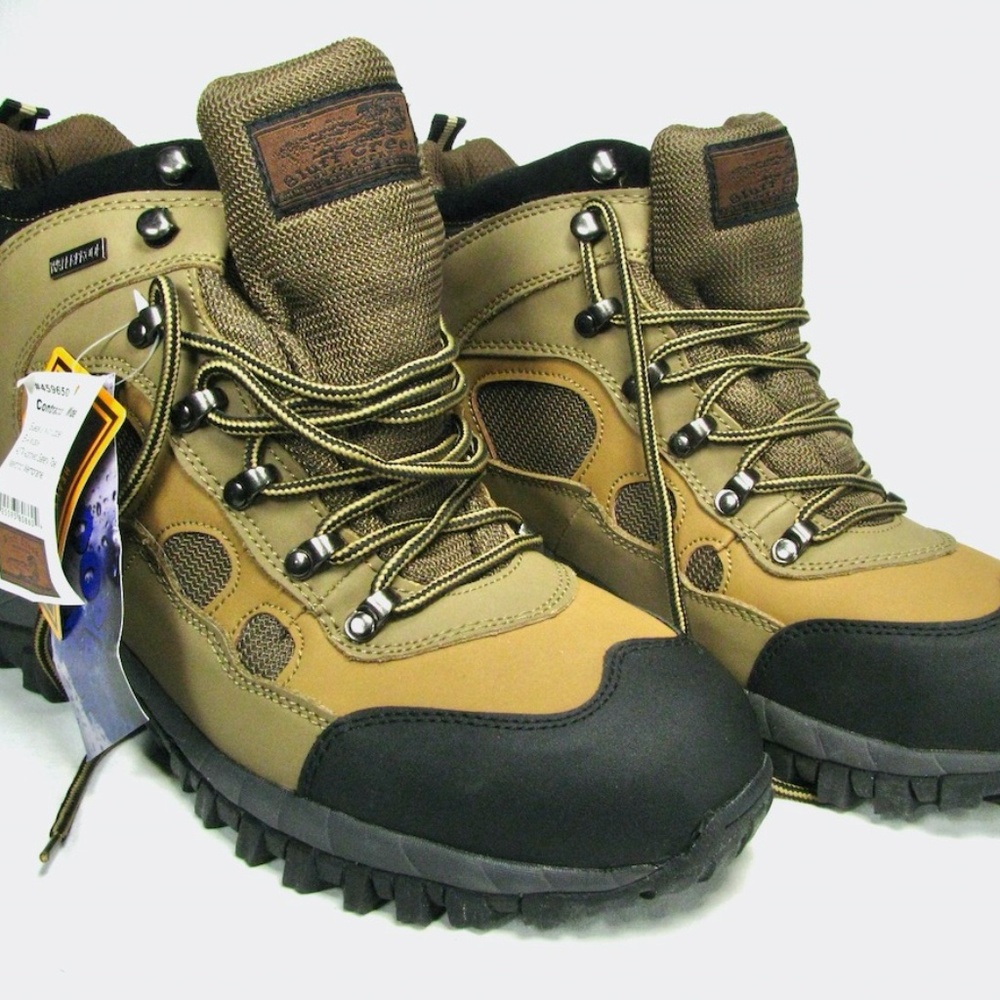 Mens Bluff Creek Work Boots Steel Toe Tan Black Waterproof Size 12 With Tags